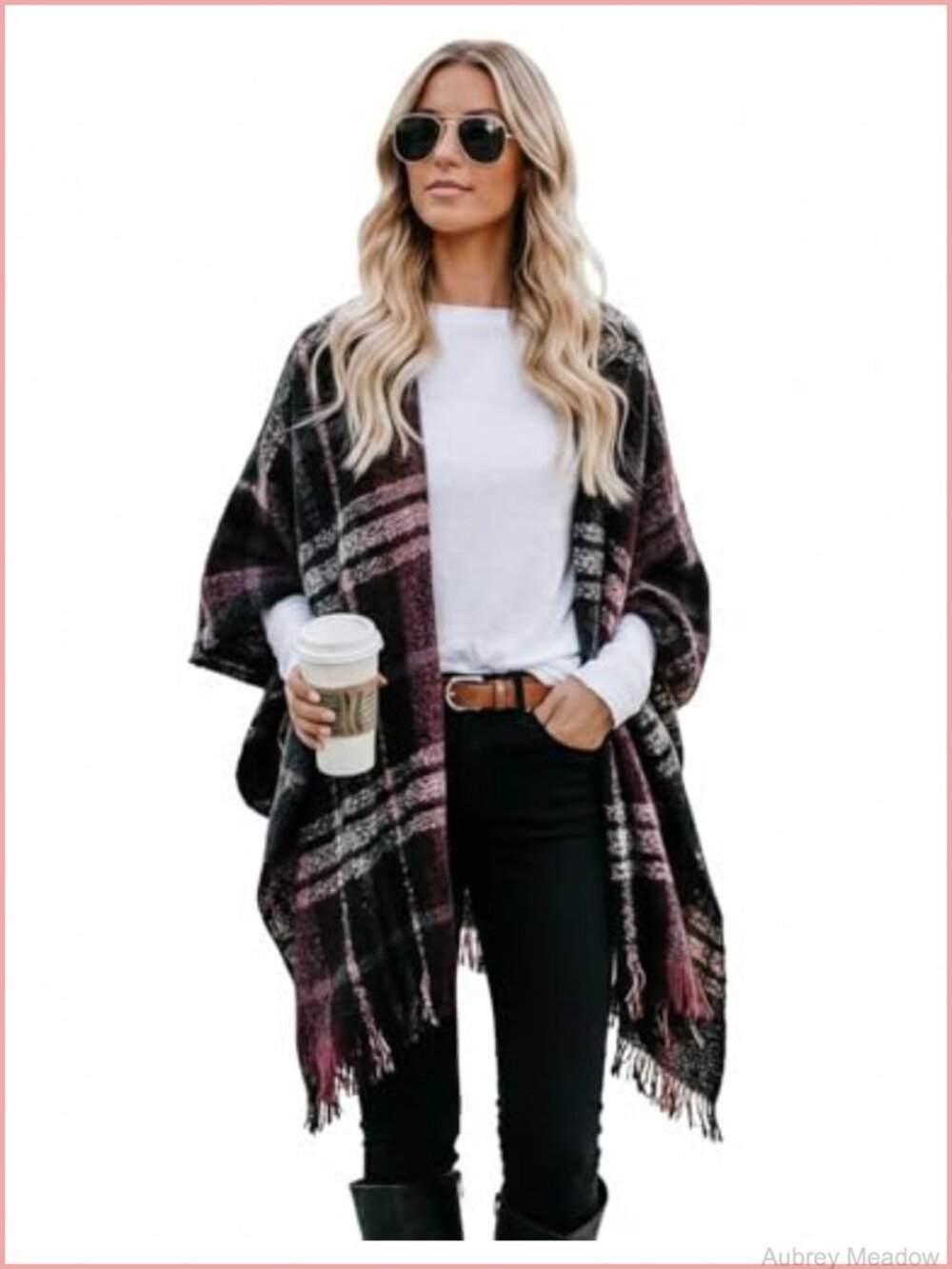 Reversible Open Front Poncho Wrap Cape Cardigan